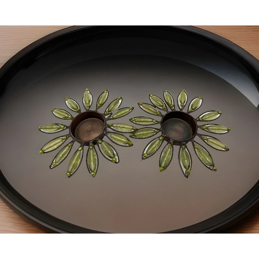 Vintage Metal Sunflower Tea light Candle Holder Set‎ MCM